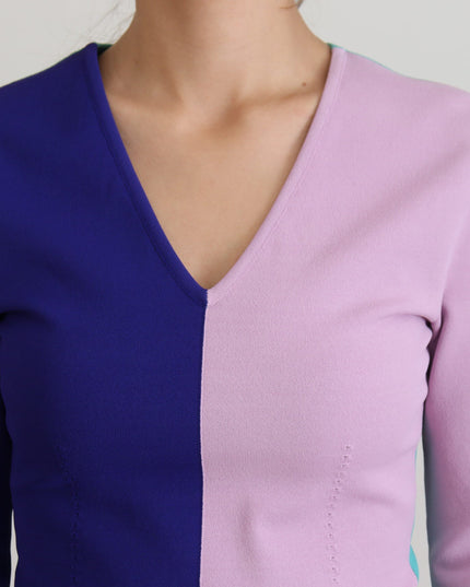 Dolce & Gabbana Multicolor V-neck Viscose Long Sleeves Sweater