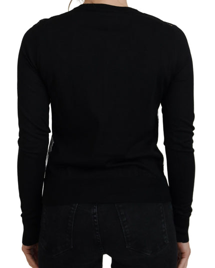Dolce & Gabbana Black Floral Lace Button Cardigan Sweater