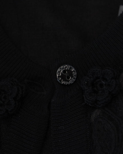 Dolce & Gabbana Black Floral Lace Button Cardigan Sweater