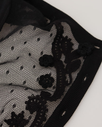 Dolce & Gabbana Black Floral Lace Button Cardigan Sweater