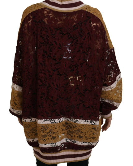 Dolce & Gabbana Multicolor Lace V-neck Pullover Sweater