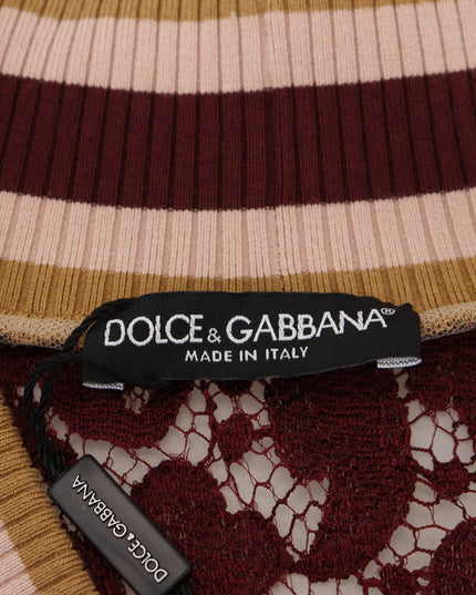 Dolce & Gabbana Multicolor Lace V-neck Pullover Sweater