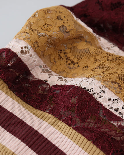 Dolce & Gabbana Multicolor Lace V-neck Pullover Sweater