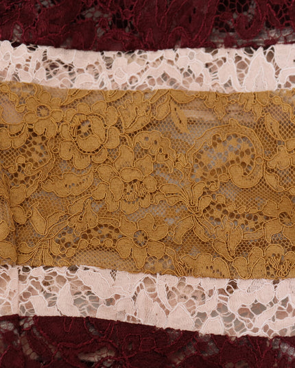 Dolce & Gabbana Multicolor Lace V-neck Pullover Sweater