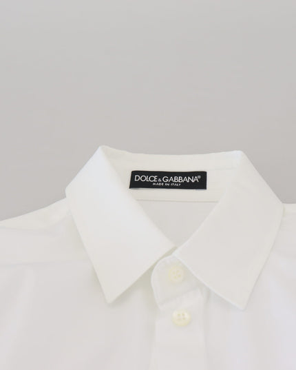 Dolce & Gabbana White Cotton Collared Long Sleeves Formal Top