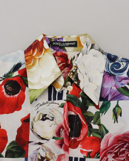 Dolce & Gabbana Multicolor Floral Cotton Collared Blouse Top