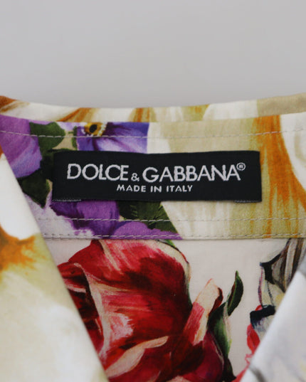 Dolce & Gabbana Multicolor Floral Cotton Collared Blouse Top