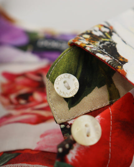 Dolce & Gabbana Multicolor Floral Cotton Collared Blouse Top