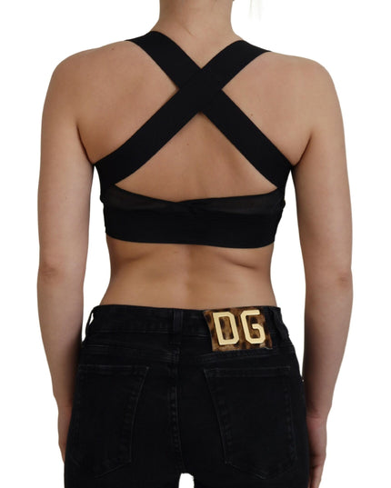 Dolce & Gabbana Black Gold Sleeveless Cropped Bustier Top