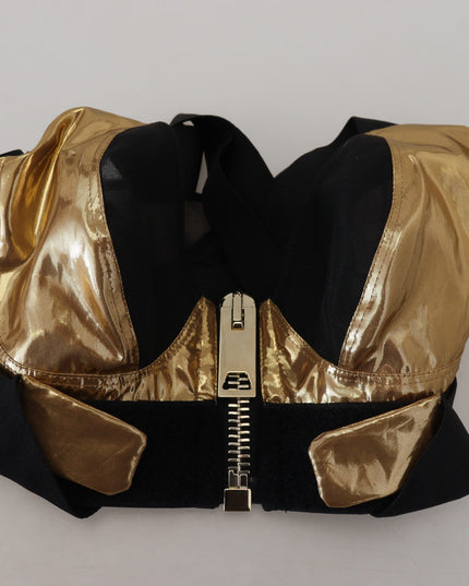Dolce & Gabbana Black Gold Sleeveless Cropped Bustier Top