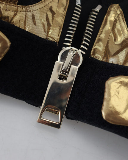 Dolce & Gabbana Black Gold Sleeveless Cropped Bustier Top