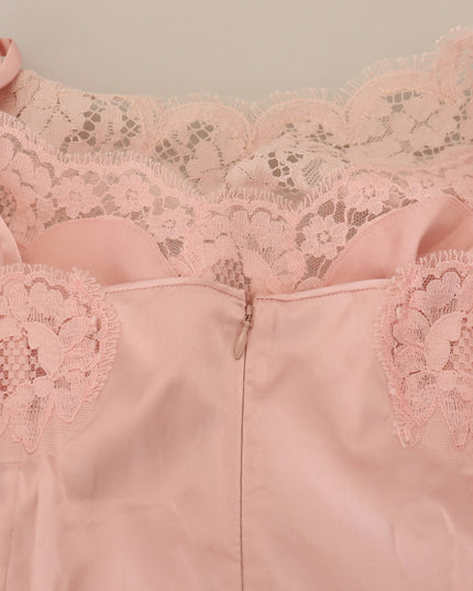 Dolce & Gabbana Pink Floral Lace Sleeveless Tank Blouse Top