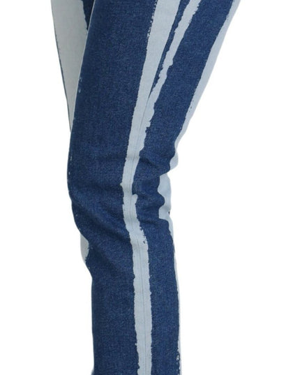 Dolce & Gabbana Cobalt Blue Stripes Skinny Denim Cotton Jeans