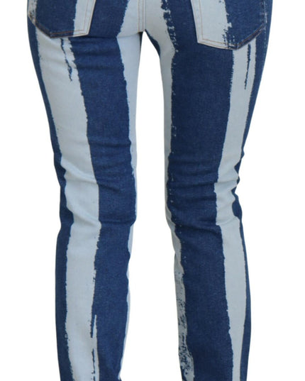 Dolce & Gabbana Cobalt Blue Stripes Skinny Denim Cotton Jeans