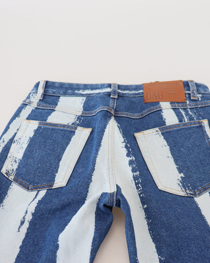 Dolce & Gabbana Cobalt Blue Stripes Skinny Denim Cotton Jeans