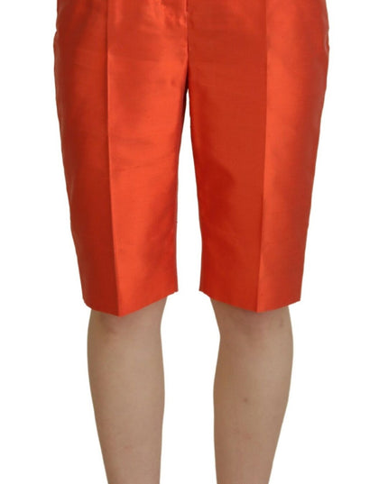 Dolce & Gabbana Orange Silk High Waist Cropped Pants