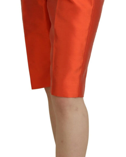 Dolce & Gabbana Orange Silk High Waist Cropped Pants