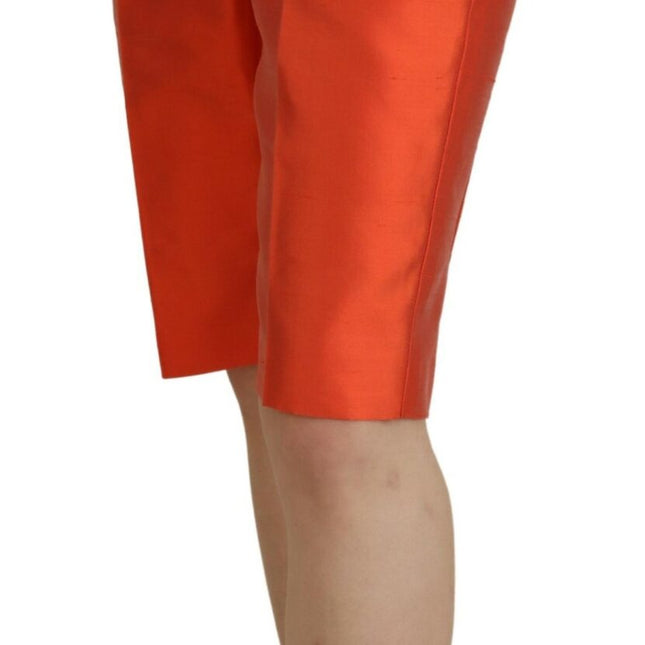 Dolce & Gabbana Orange Silk High Waist Cropped Pants