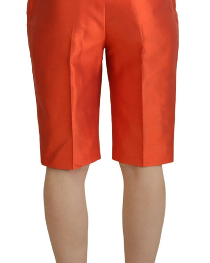 Dolce & Gabbana Orange Silk High Waist Cropped Pants