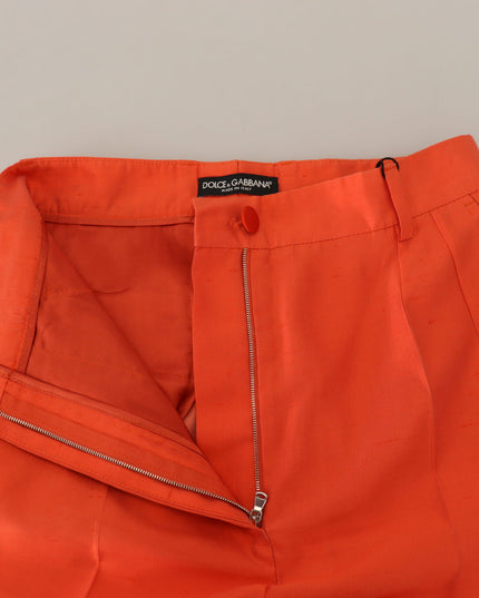 Dolce & Gabbana Orange Silk High Waist Cropped Pants