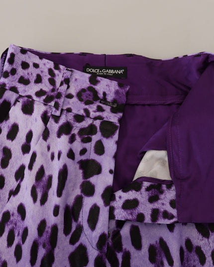 Dolce & Gabbana Purple Leopard Print High Waist Pants