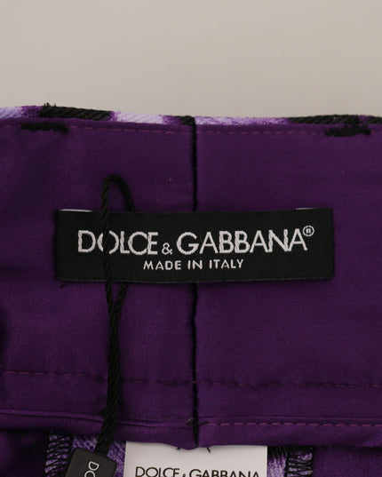 Dolce & Gabbana Purple Leopard Print High Waist Pants