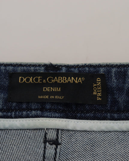 Dolce & Gabbana Yellow Leopard Cotton Straight Denim Jeans