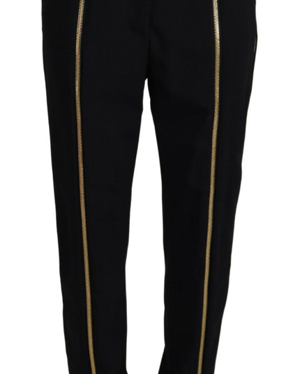 Dolce & Gabbana Black Wool High Waist Tapered Pants