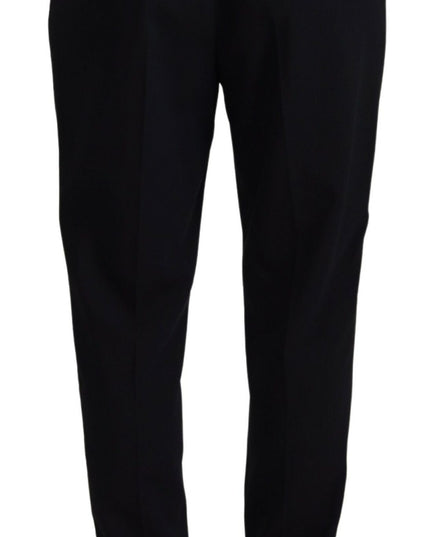 Dolce & Gabbana Black Wool High Waist Tapered Pants