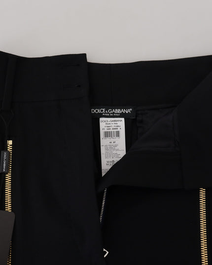 Dolce & Gabbana Black Wool High Waist Tapered Pants