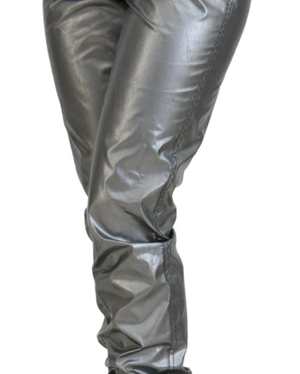 Dolce & Gabbana Metallic Silver High Waist Skinny Pants