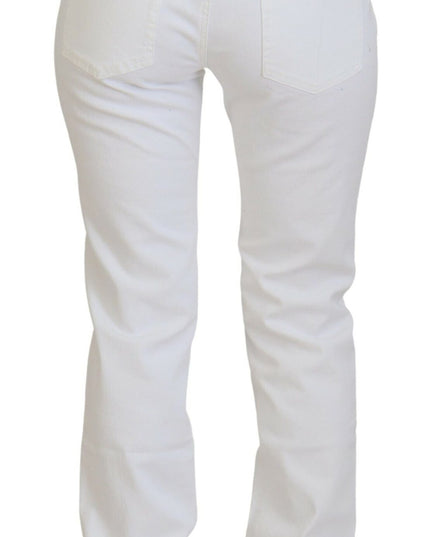 Dolce & Gabbana White Floral Embroidery Skinny Denim Jeans