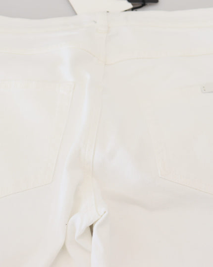 Dolce & Gabbana White Floral Embroidery Skinny Denim Jeans