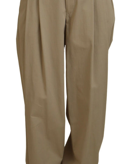 Dolce & Gabbana Brown Cotton High Waist Tapered Pants