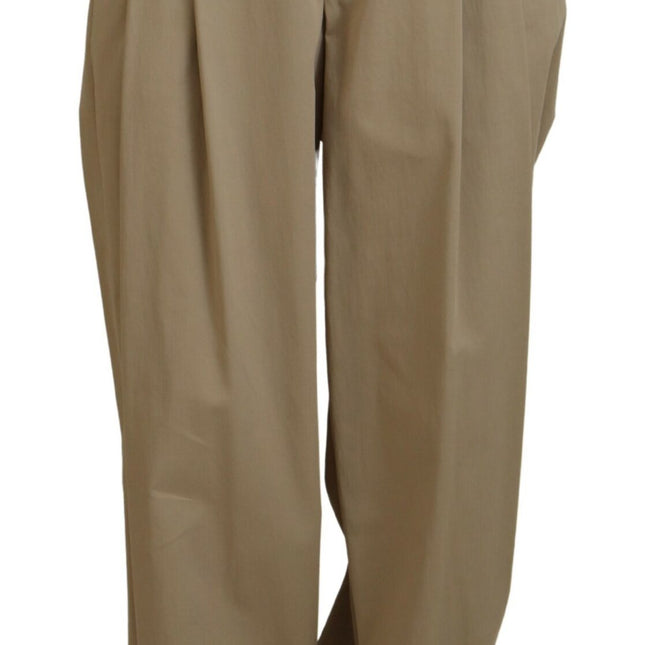 Dolce & Gabbana Brown Cotton High Waist Tapered Pants