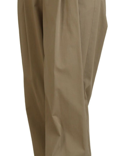 Dolce & Gabbana Brown Cotton High Waist Tapered Pants