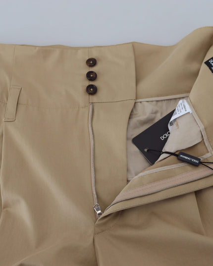 Dolce & Gabbana Brown Cotton High Waist Tapered Pants
