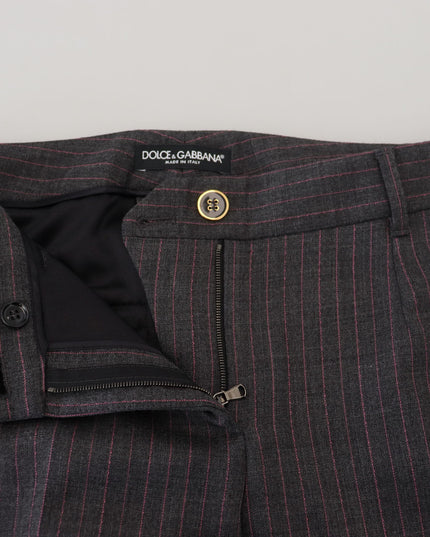 Dolce & Gabbana Gray Stripes Wool Tapered Women Pants