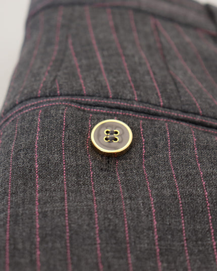 Dolce & Gabbana Gray Stripes Wool Tapered Women Pants