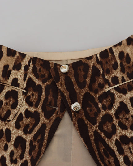 Dolce & Gabbana Brown Leopard Print Wool A-line Mini Skirt