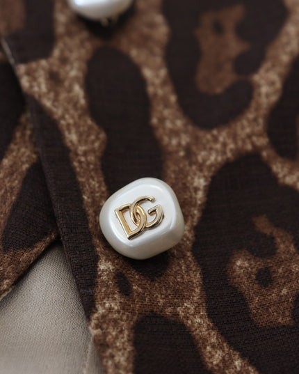 Dolce & Gabbana Brown Leopard Print Wool A-line Mini Skirt