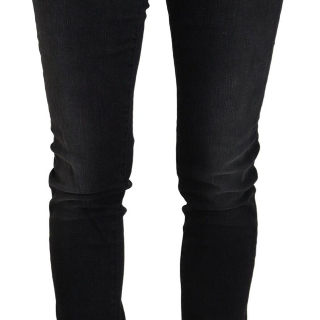 Acht Black Cotton Low Waist Slim Fit Women Casual Denim Jeans