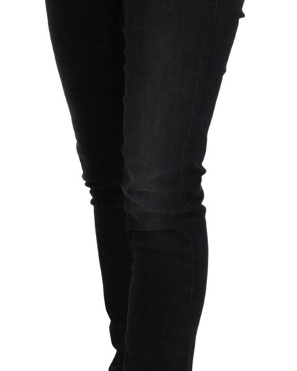 Acht Black Cotton Low Waist Slim Fit Women Casual Denim Jeans