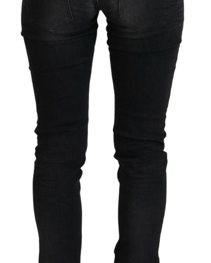 Acht Black Cotton Low Waist Slim Fit Women Casual Denim Jeans