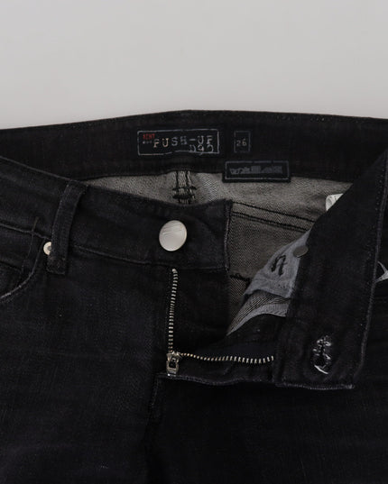 Acht Black Cotton Low Waist Slim Fit Women Casual Denim Jeans