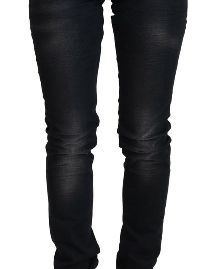 Acht Black Washed Cotton Skinny Women Casual Denim Jeans