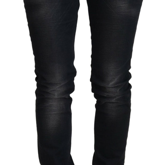 Acht Black Washed Cotton Skinny Women Casual Denim Jeans