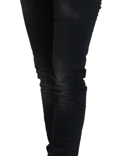 Acht Black Washed Cotton Skinny Women Casual Denim Jeans