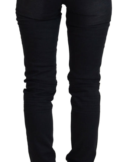 Acht Black Washed Cotton Skinny Women Casual Denim Jeans