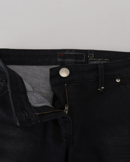 Acht Black Washed Cotton Skinny Women Casual Denim Jeans